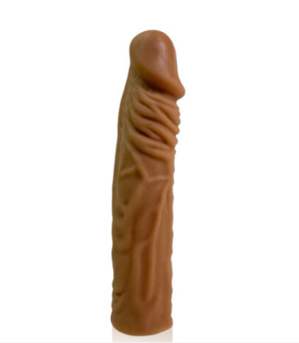 Honey bb Factory Realistic Double Deck Liquid Silicone Dildo Penile Sleeve Extender Reusable Condoms Big Size for Adults