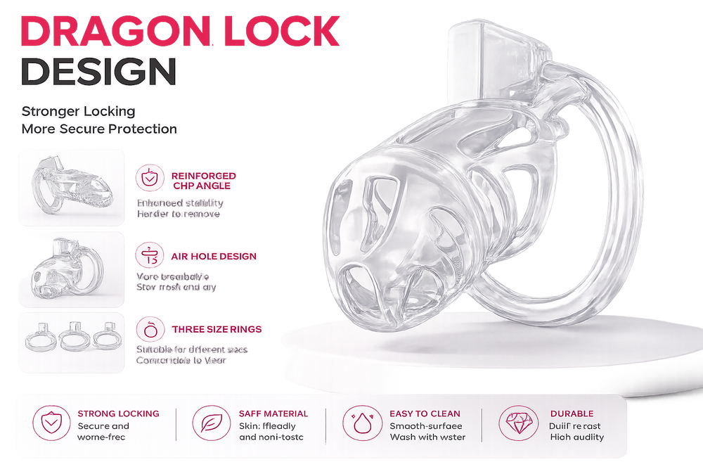 Dragon Chastity Lock & 3 Locking Rings & Key