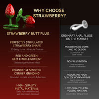 Honey bb Best Seller Strawberry Metal Anal Plug Butt Plug Anal Dilator Female Clitoral Anal Plug Sex Toy