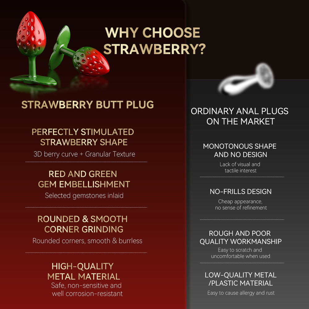 Honey bb Best Seller Strawberry Metal Anal Plug Butt Plug Anal Dilator Female Clitoral Anal Plug Sex Toy