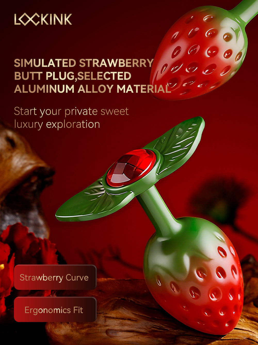 Honey bb Best Seller Strawberry Metal Anal Plug Butt Plug Anal Dilator Female Clitoral Anal Plug Sex Toy