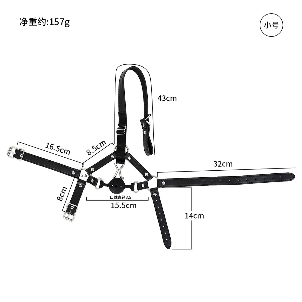 Honey bb BDSM Silicone Ball Harness HeadGear Pu Leather Bondage Mouth Gag