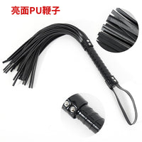 Honey bb Gelances SM Whip Adult Sex Supplies PU Leather Black Leather Whip Bright Leather Fun Handle Tune Game Whip Sex Toys