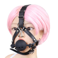 Honey bb BDSM Silicone Ball Harness HeadGear Pu Leather Bondage Mouth Gag