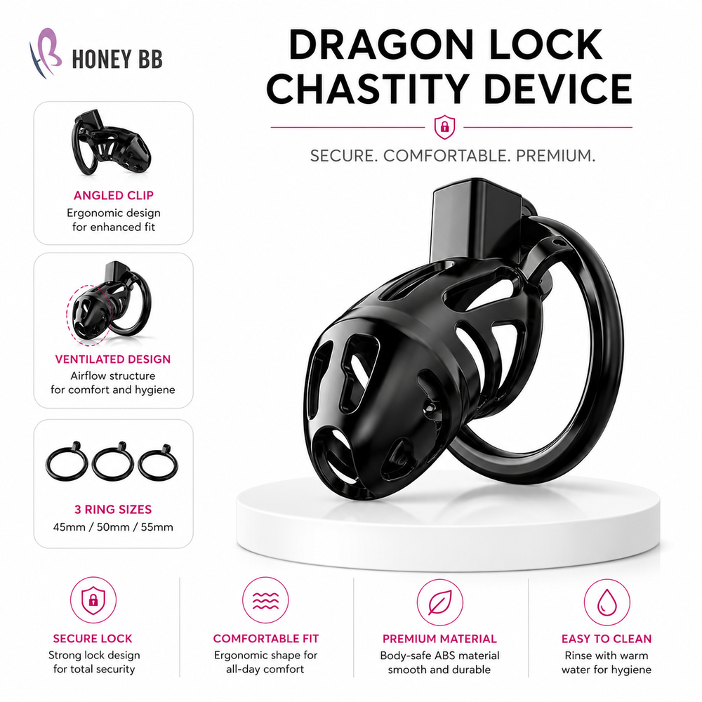 Dragon Chastity Lock & 3 Locking Rings & Key