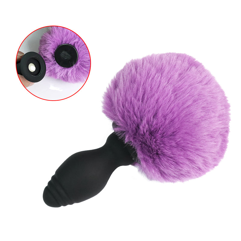 Honey bb 10 Frequency Remote Control Electro Anal Plug Wireless Silicone Furry Bunny Tail Anal Plug Vibrator Sex Toy
