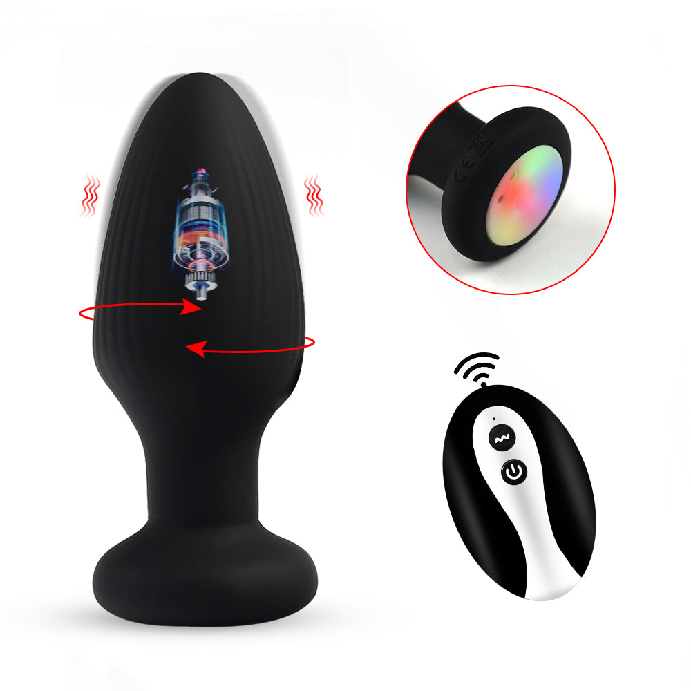 Honey bb Silicone Anal Plug Set with Rhinestone Base, Vibrating & Swinging Remote Control Butt Plug