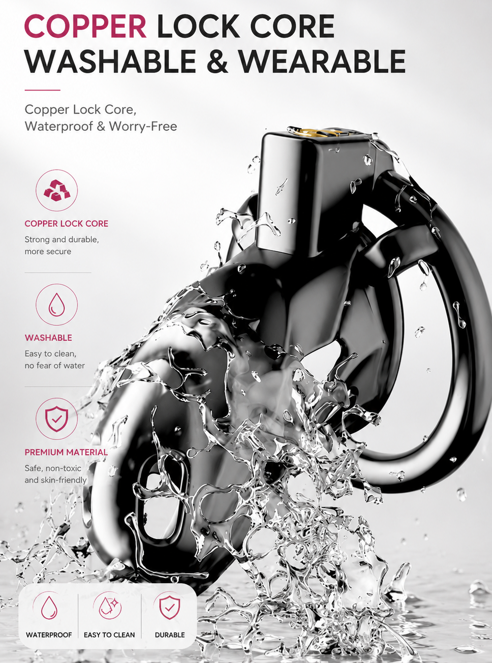 Dragon Chastity Lock & 3 Locking Rings & Key