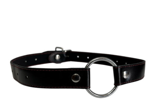Honey BB Metal Yoke Black Leather Erotic Mouth Rings Oral Bondage Toys Adult