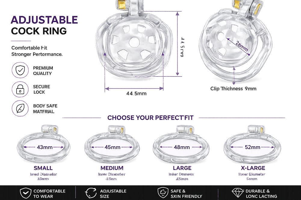 Dragon Chastity Lock & 3 Locking Rings & Key