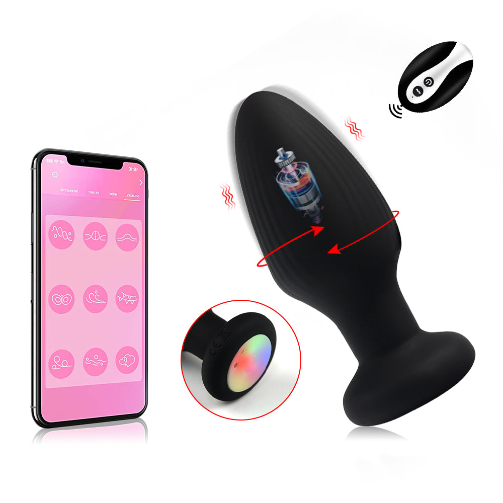 Honey bb Silicone Anal Plug Set with Rhinestone Base, Vibrating & Swinging Remote Control Butt Plug
