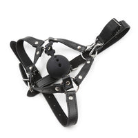Honey bb BDSM Silicone Ball Harness HeadGear Pu Leather Bondage Mouth Gag