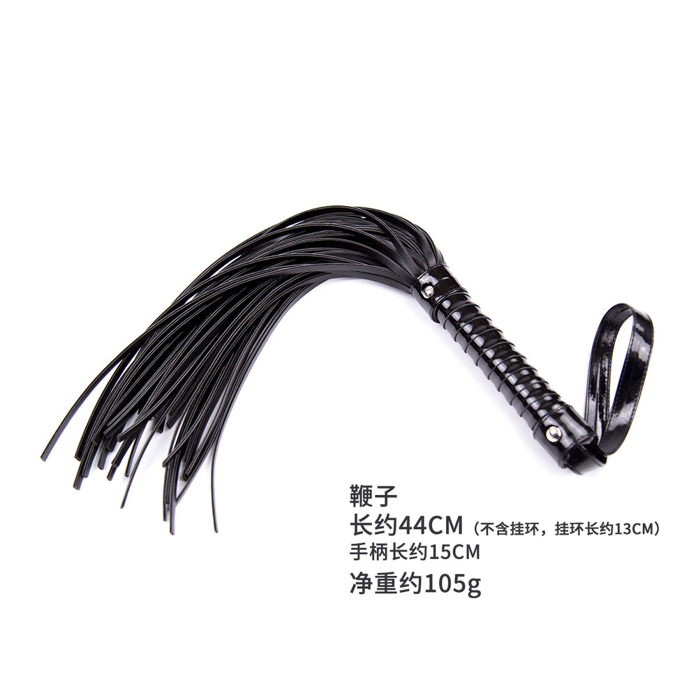 Honey bb Gelances SM Whip Adult Sex Supplies PU Leather Black Leather Whip Bright Leather Fun Handle Tune Game Whip Sex Toys