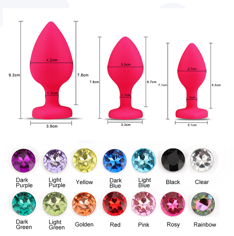 Honey bb Small Pink Silicone Waterproof Butt Plug with Crystal Jewelry Safe Adult Anal Vibrator for Women Men Gay Real Touch Feeling