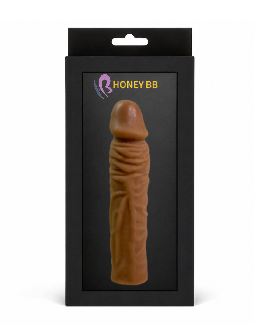 Honey bb Factory Realistic Double Deck Liquid Silicone Dildo Penile Sleeve Extender Reusable Condoms Big Size for Adults