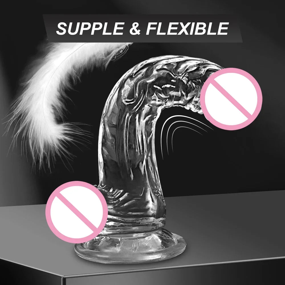 Soft Jelly Dildo Realistic Fake Dick Penis Sucker Butt Plug Sex Toys for Woman Men Vagina Anal Sex Toys