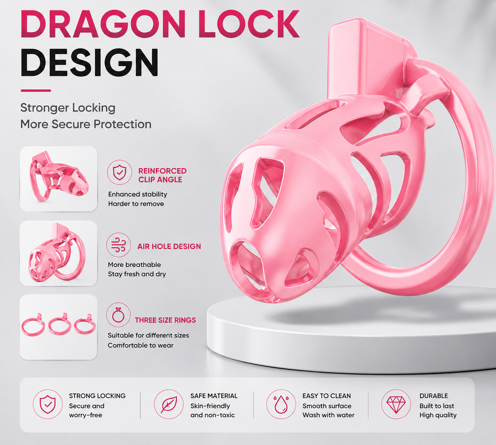 Dragon Chastity Lock & 3 Locking Rings & Key