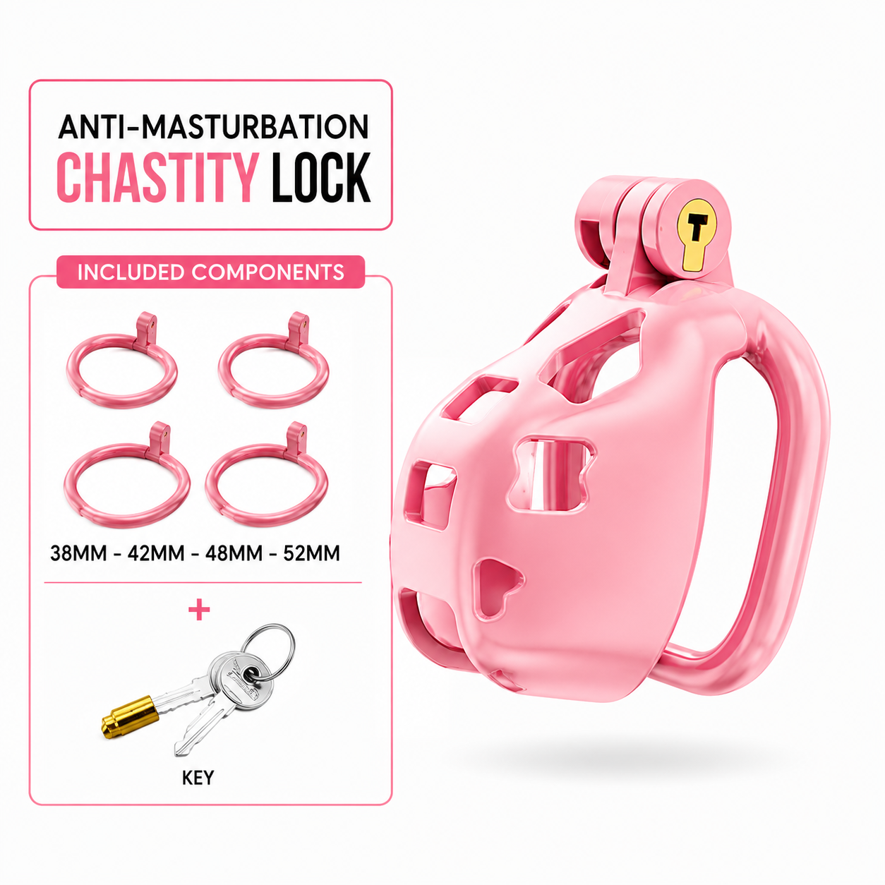 Dragon Chastity Lock & 3 Locking Rings & Key