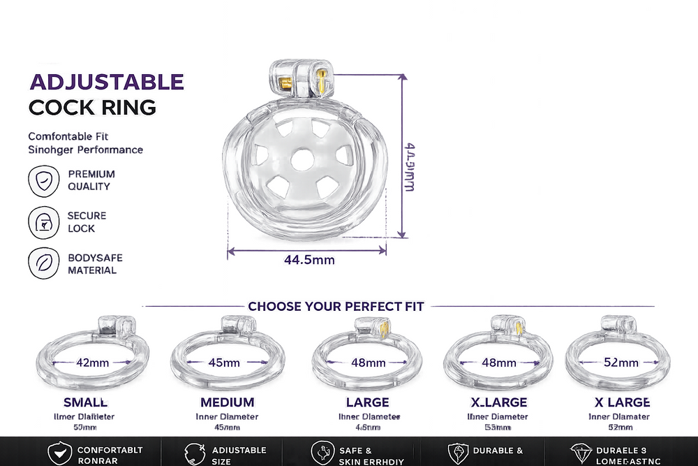 Dragon Chastity Lock & 3 Locking Rings & Key