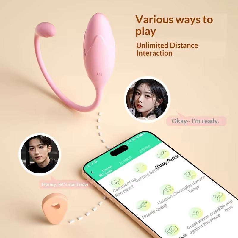 Honey BB Mini App Controlled Vibrating Egg - 9 Modes IPX7 Waterproof Liquid Silicone Bullet Vibrator USB Recharge Discreet Sex Toy