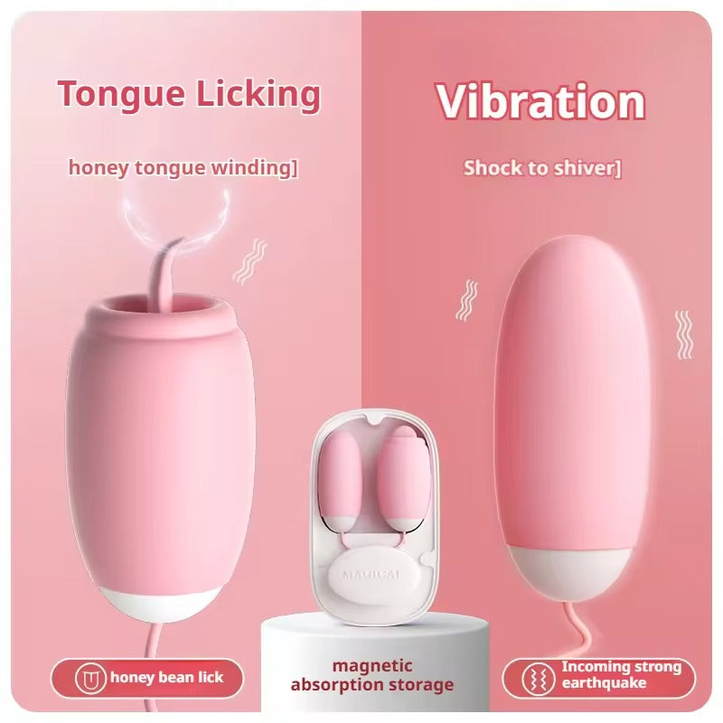 Honey BB 2 in 1 Cute Magic Box Vibrating Egg Female Tongue Licking Clitoris Stimulating Vibrator Sex Toy for Women