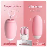 Honey BB 2 in 1 Cute Magic Box Vibrating Egg Female Tongue Licking Clitoris Stimulating Vibrator Sex Toy for Women