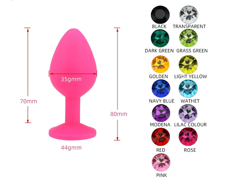 Honey bb Hot Sale 3 Sizes Silicone Anal Plug with Crystal Buttons Colored Gemstones Butt Plug Male Female Anal Trainer Masturbation Tail