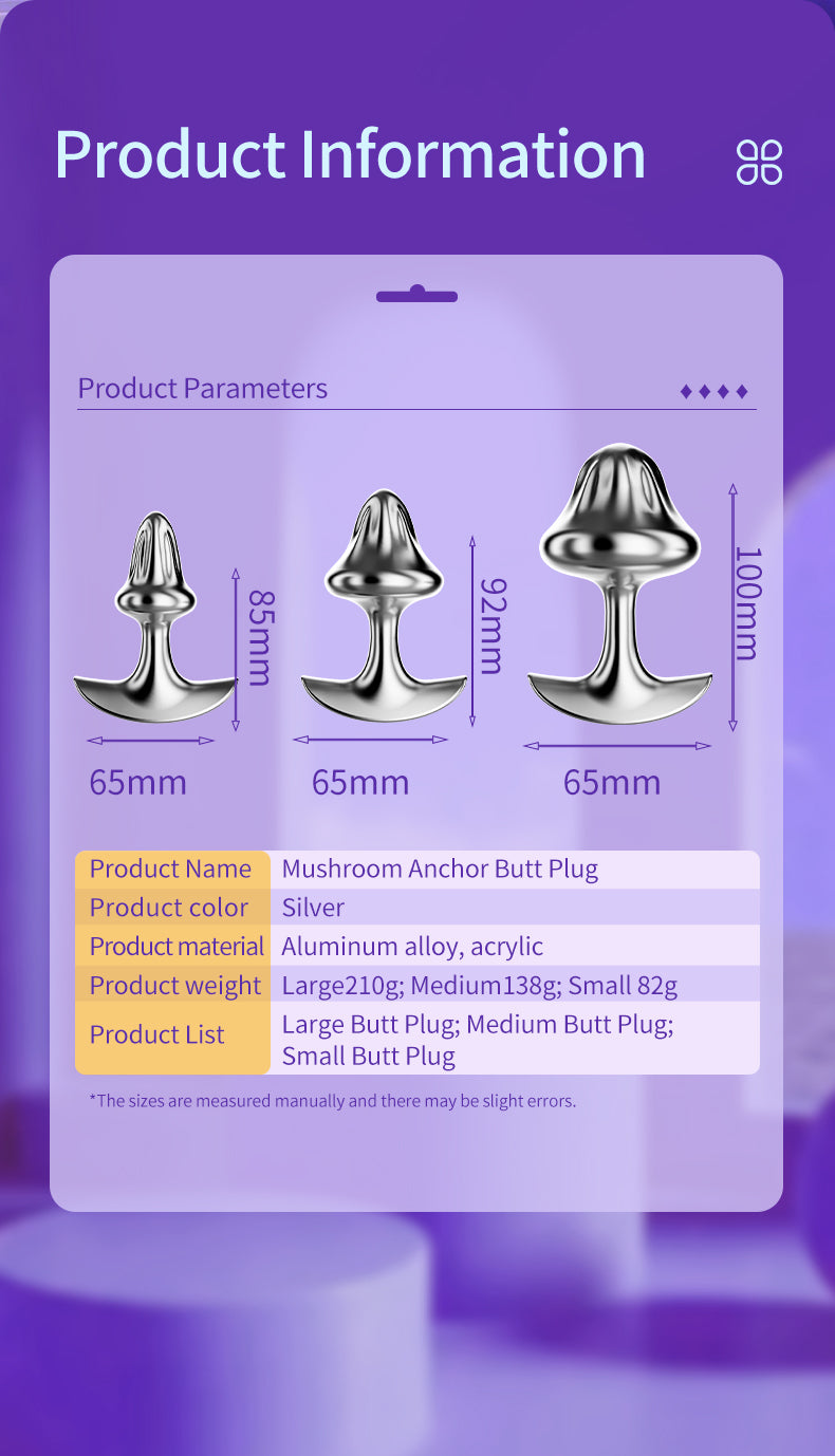 Honey bb Metal Anal Plug Mushroom Anchor Design Stainless Steel Butt Plug