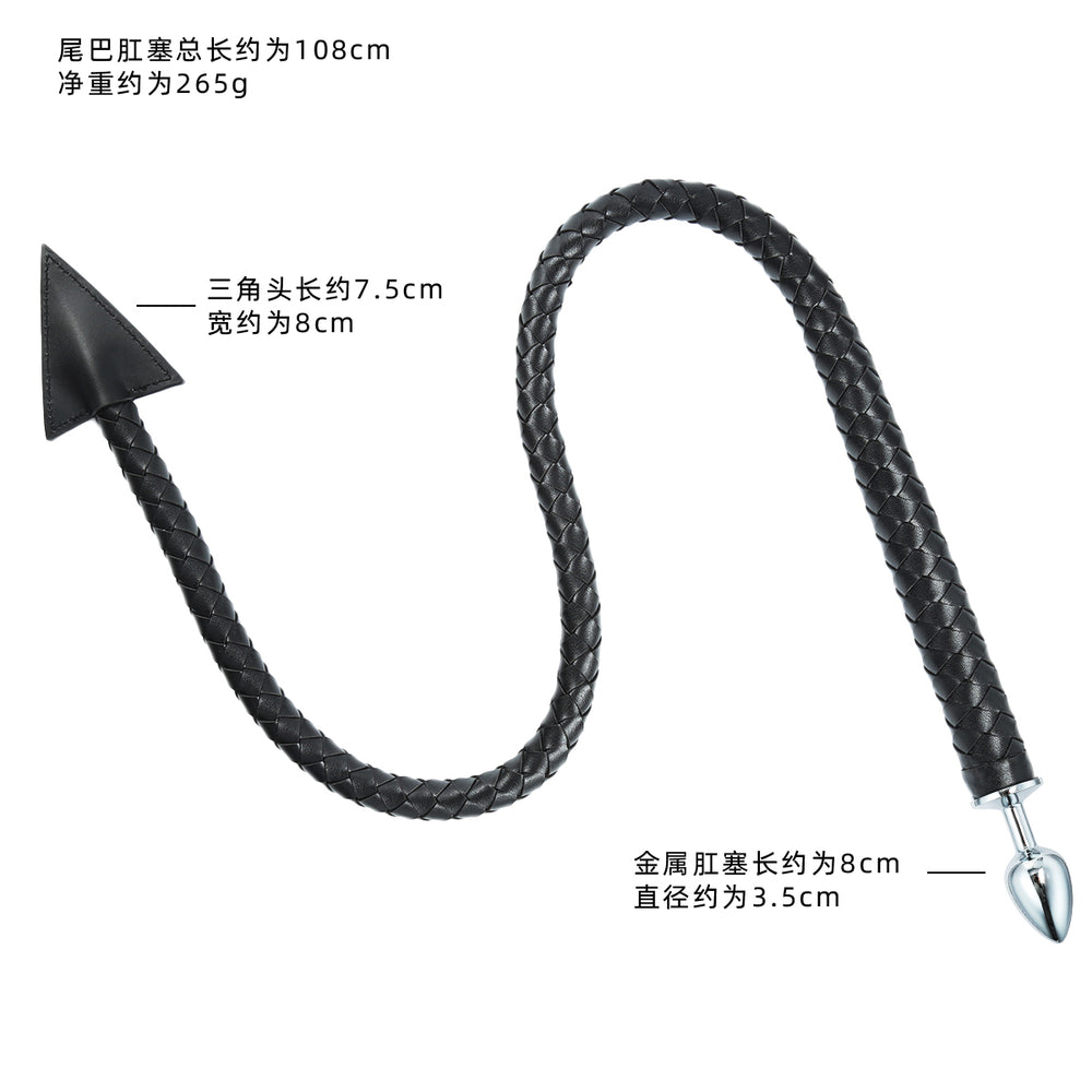 Honey bb Double Ended Triangle Devil Tail Anal Plug Adult Product Anal Whip Black Long Evil Butt Plug